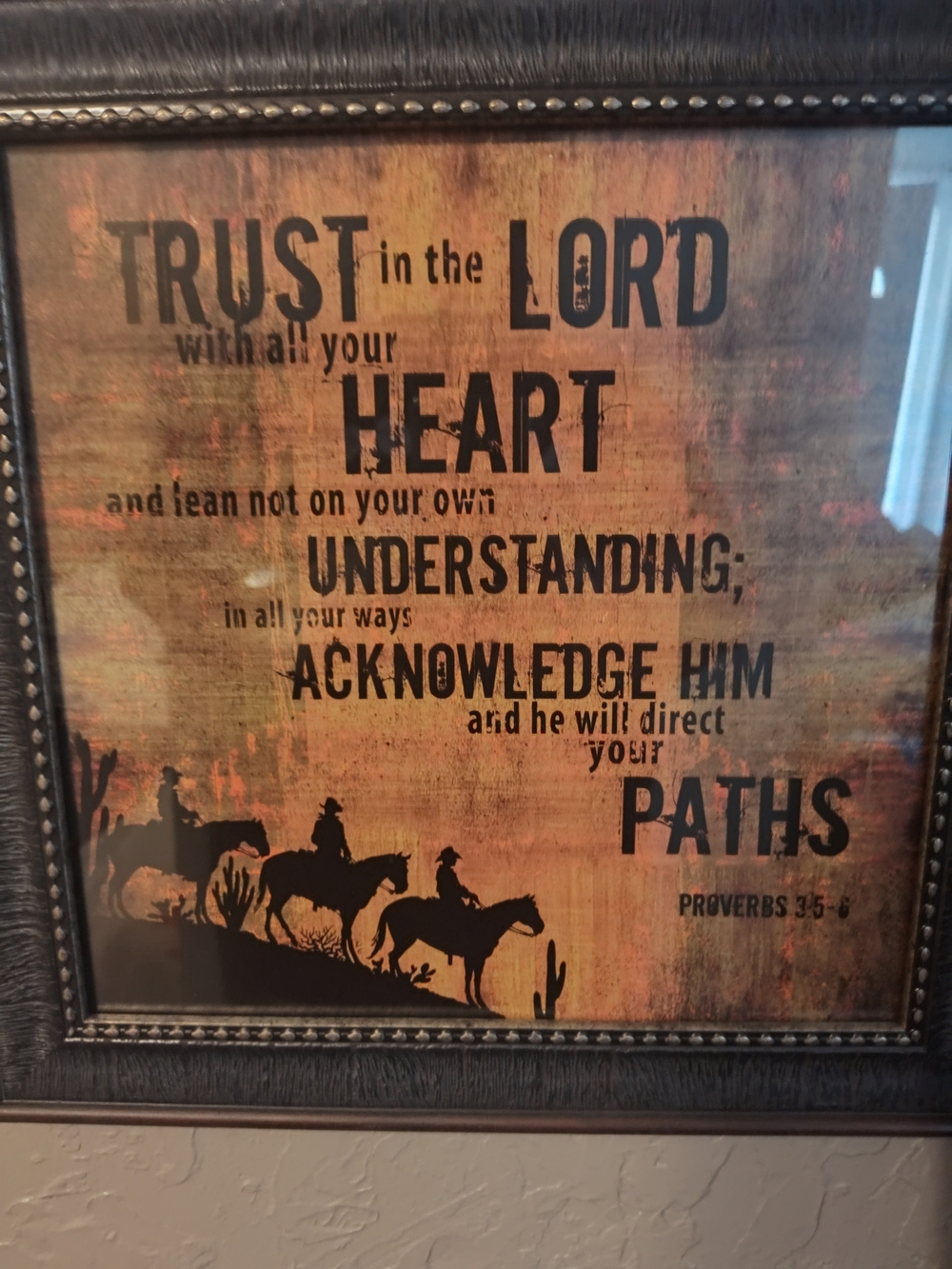 Faith-Inspired Wall Art - Rustic Brown 'Trust in the Lord' Framed Print